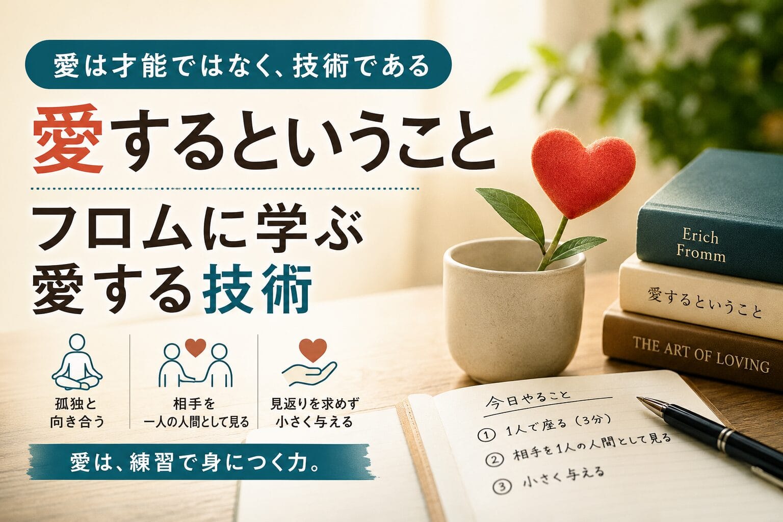 愛されたい人へ：フロムの『愛する技術』を暮らしに使う