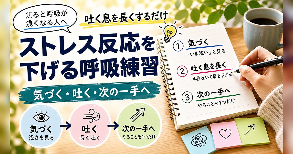 焦ると呼吸が浅くなる人へ：呼吸を遅くする、ストレス反応を下げる小さな練習
