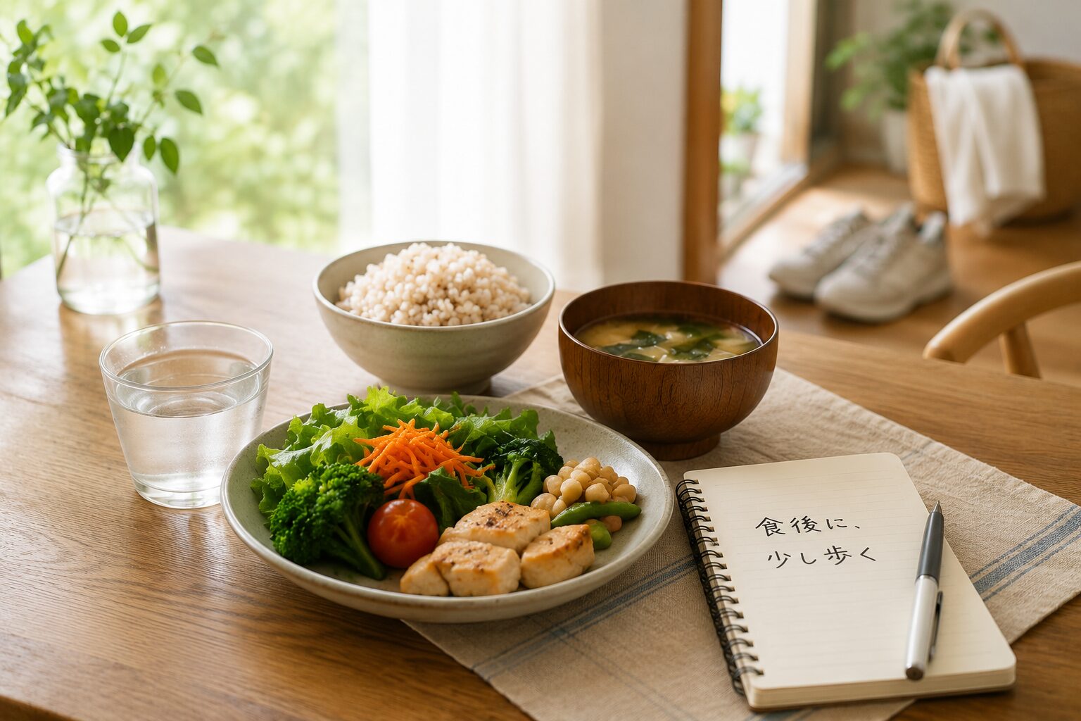 昼食後の眠気は、食べ方と短い散歩で分ける