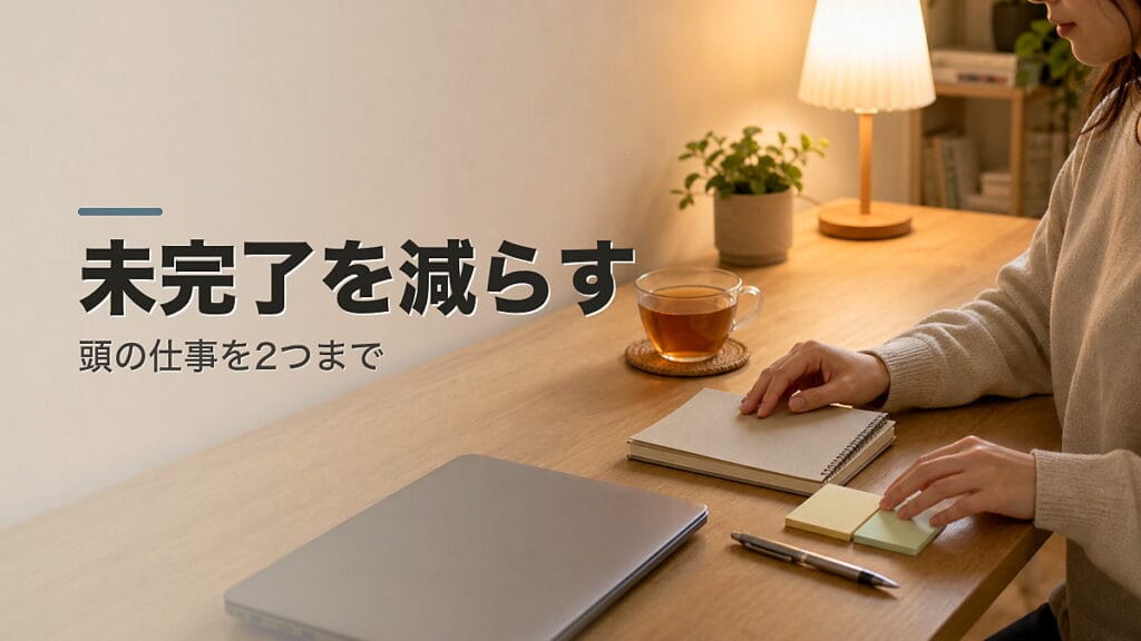 休んでも頭が仕事中の人へ：未完了を2つまでに減らすのアイキャッチ画像