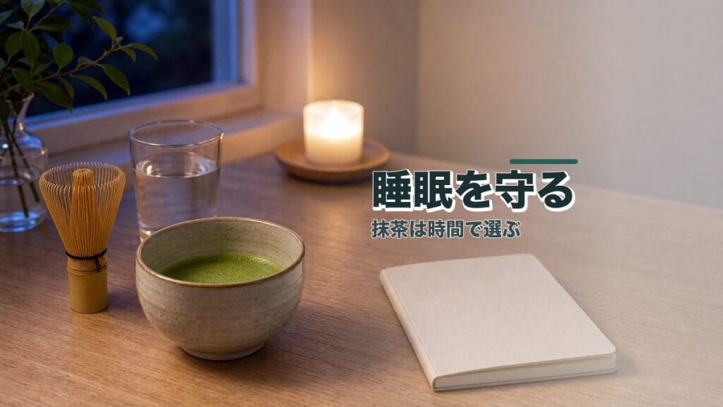 就寝4時間前の抹茶で、アフターファイブを「2回目のスタート」に変える：静かなブーストと睡眠を守る設計図のアイキャッチ画像