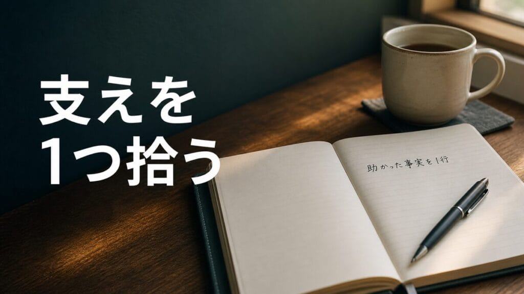 助かった事実を一行だけ書くノートと温かい飲み物
