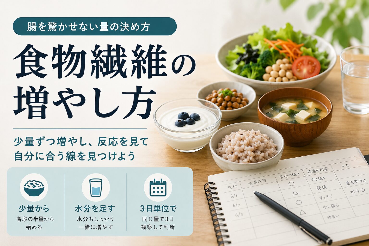 食物繊維を増やす前に：腹の張りを5分で戻す