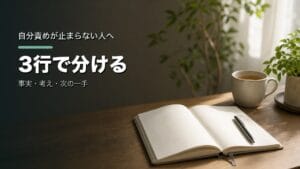 自分責めが止まらない人へ：3行で分けるのアイキャッチ画像