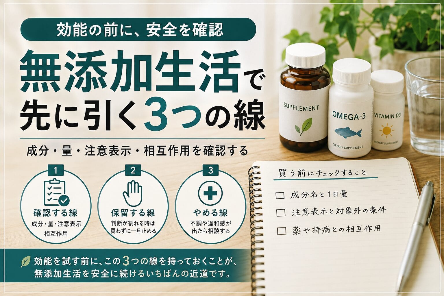 無添加が不安な人へ:食品表示で確認する3つの線