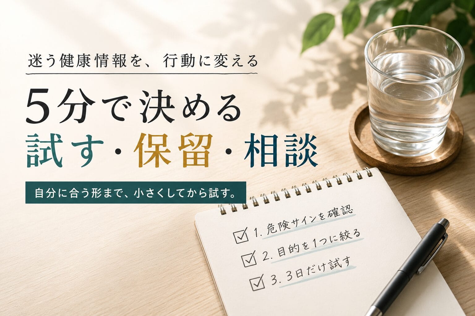 健康情報を試すか迷う人へ：5分の確認